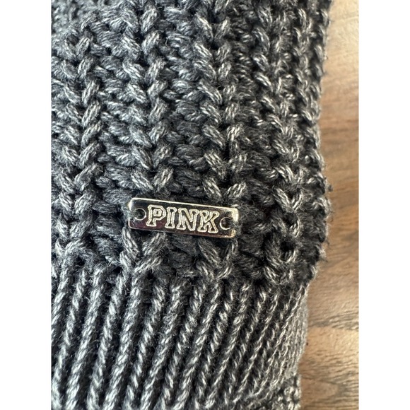 PINK Victoria's Secret XS Hoodie Gray Chunky Knit Sweater Soft Lounge Cozy - Picture 4 of 8